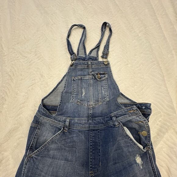 HARPER Overalls Womens MEDIUM Denim Bibs Stretch Distressed Medium Wash - Picture 8 of 16
